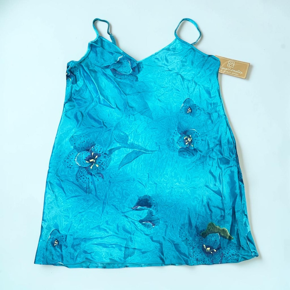 ⁠NWT Gilligan O'Malley Vintage Vibe Satin Slip‎ Dress Orchid Floral Nightgown XL